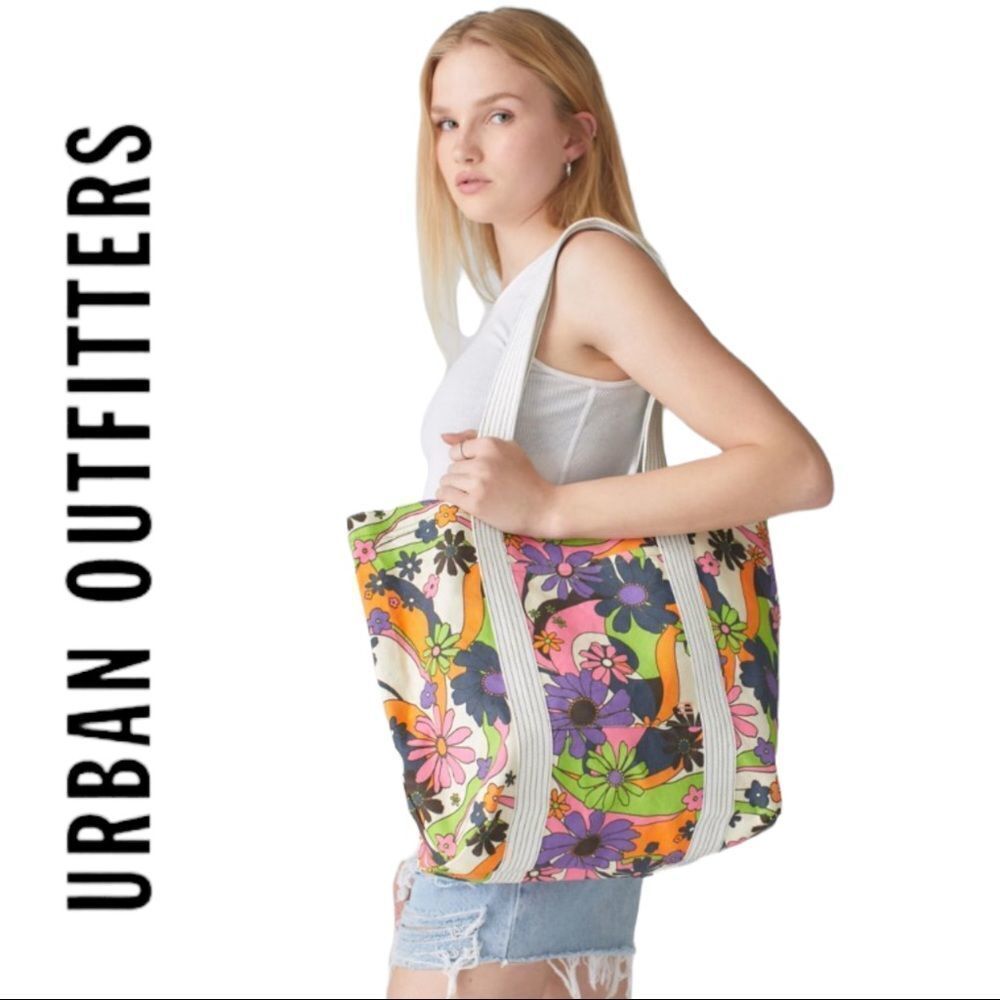 NEW Urban Outfitters UO Colorful Printed Tote Bag - Picture 2 of 2